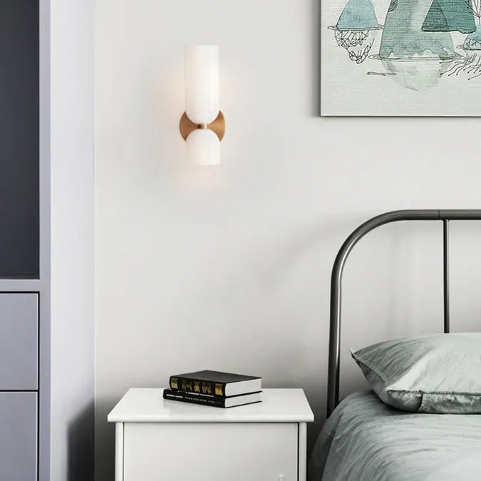 Wandlamp Dubbel Glas — fitting E12, 42 cm hoog — afbeelding 4