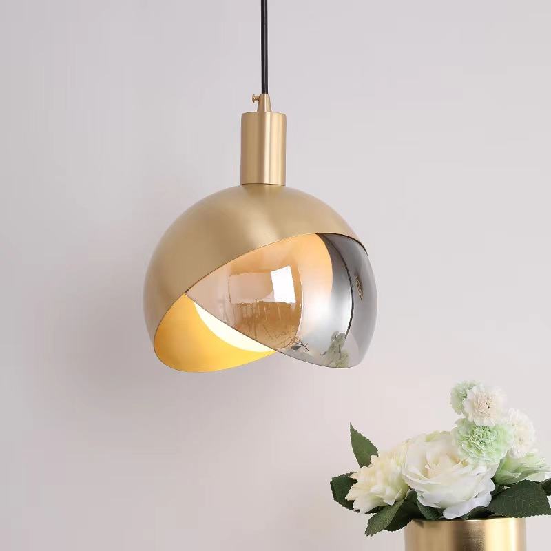 Hanglamp Rookglas — goudkleurig montuur, 20 cm — afbeelding 1