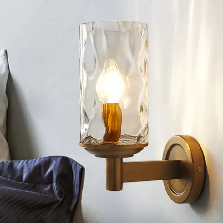 Wandlamp Retro — glazen kap op ijzer, fitting E14 — afbeelding 1