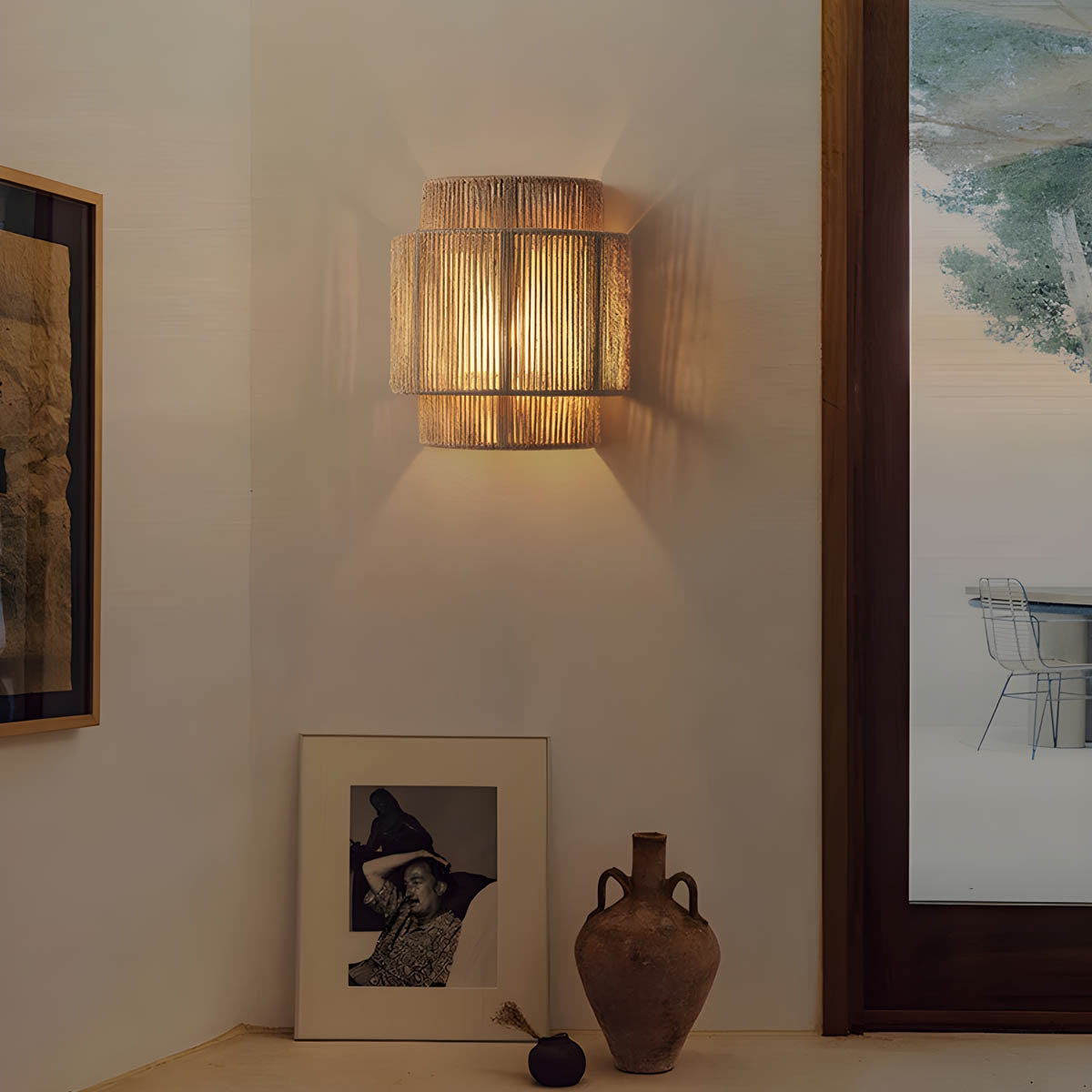 Wandlamp Hikari — gevlochten touw, 25 x 23 cm — afbeelding 4