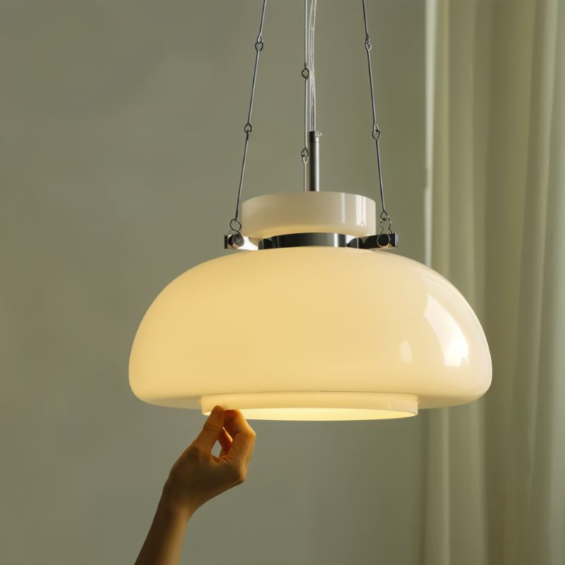 Hanglamp Melkglas — glas en metaal, 40 cm breed — afbeelding 1
