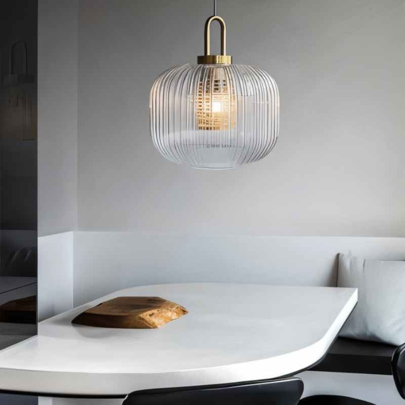 Hanglamp Tosqa — geribd glas, in drie maten — afbeelding 3