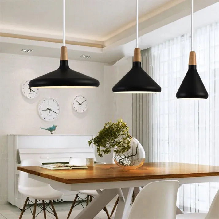 Hanglamp Kegel — aluminium en hout, fitting E27 — afbeelding 5