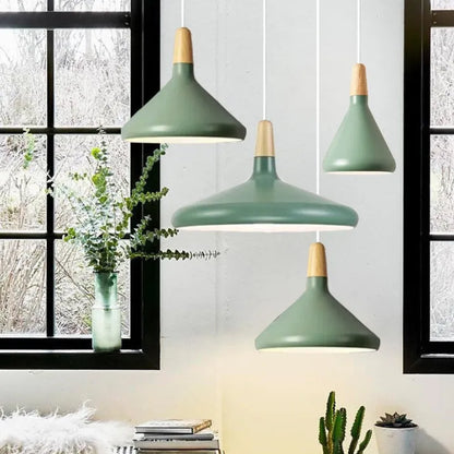 Hanglamp Kegel — aluminium en hout, fitting E27 — afbeelding 8