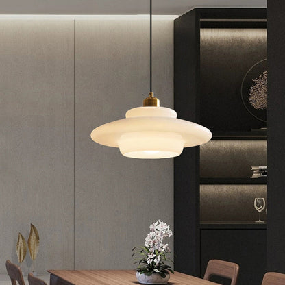 Hanglamp Melkglas — messing details, drie vormen — afbeelding 2