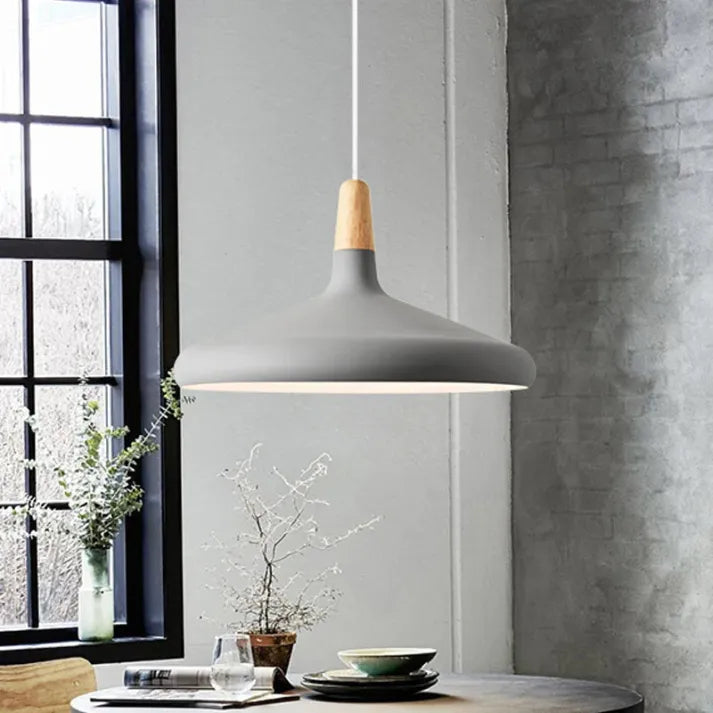 Hanglamp Kegel — aluminium en hout, fitting E27 — afbeelding 7