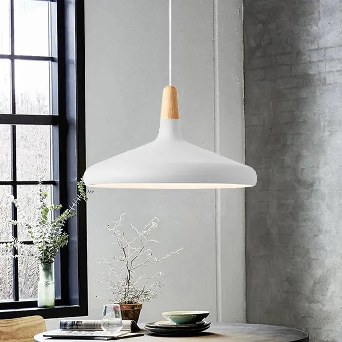 Hanglamp Kegel — aluminium en hout, fitting E27 — afbeelding 4