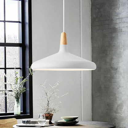 Hanglamp Kegel — aluminium en hout, fitting E27 — afbeelding 4