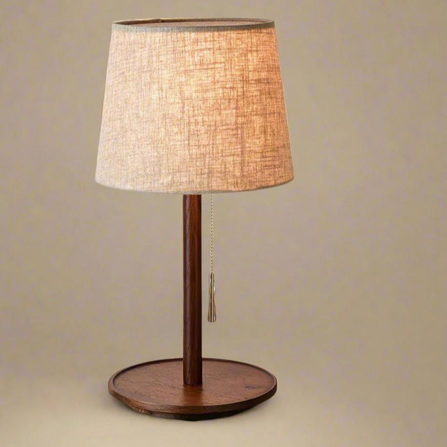 Tafellamp Notenhout — stoffen kap, fitting E27, 5 W — afbeelding 1