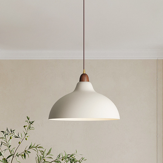 Hanglamp Hout — gelakt metaal, 35 cm, zwart of wit — afbeelding 1