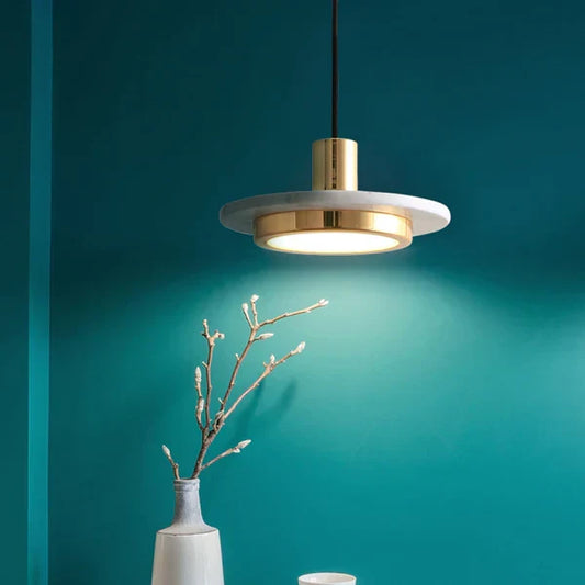 Hanglamp Marmer — vlakke schijf van 20 cm — afbeelding 1