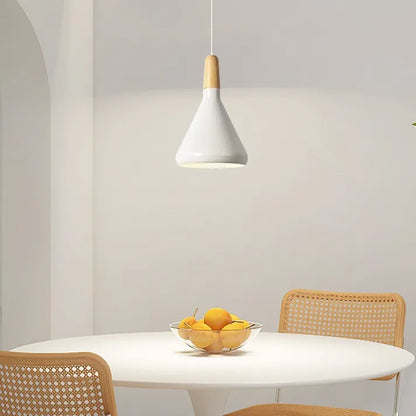 Hanglamp Kegel — aluminium en hout, fitting E27 — afbeelding 2