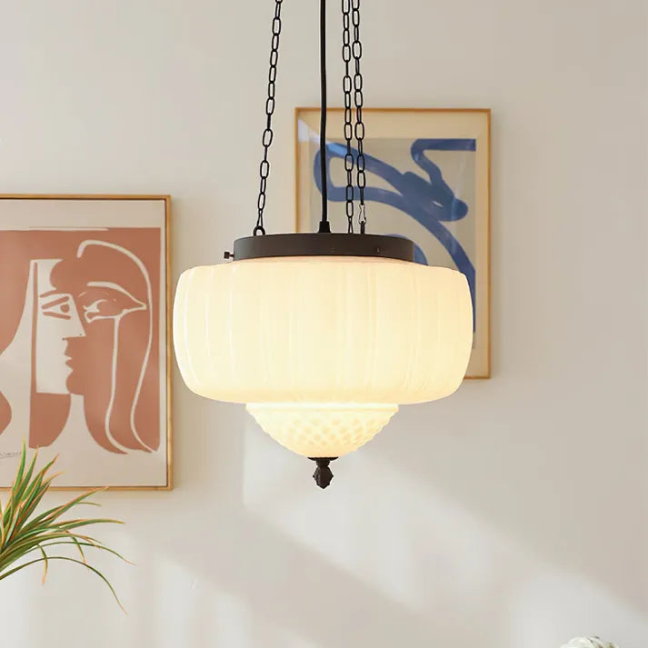 Hanglamp Sereen — wit glas en ijzer, Ø 35 cm — afbeelding 1