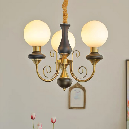 Kroonluchter Onyx — glas en metaal, 3 of 5 lichtpunten — afbeelding 4