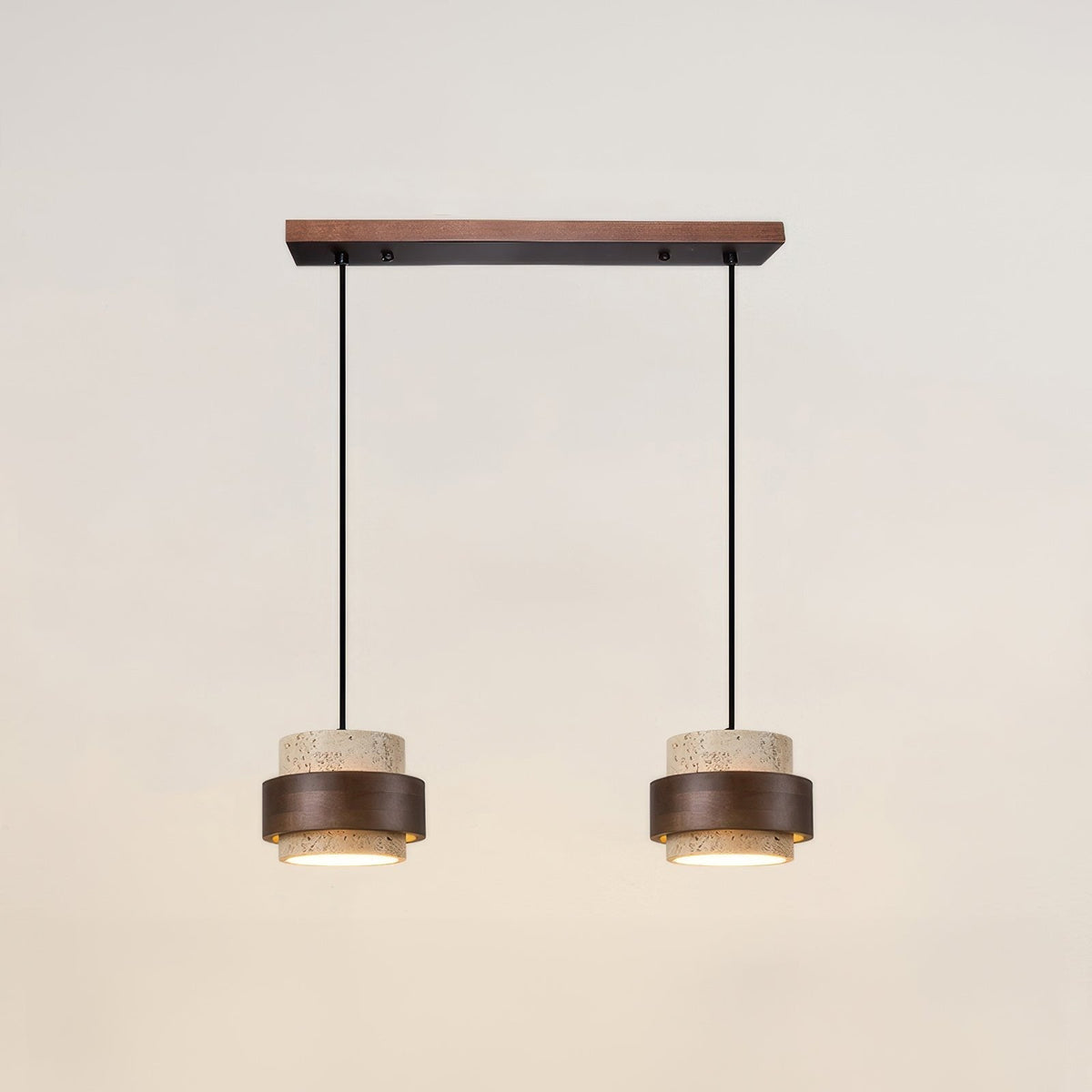 Hanglamp Travertijn — natuursteen en massief hout — afbeelding 3
