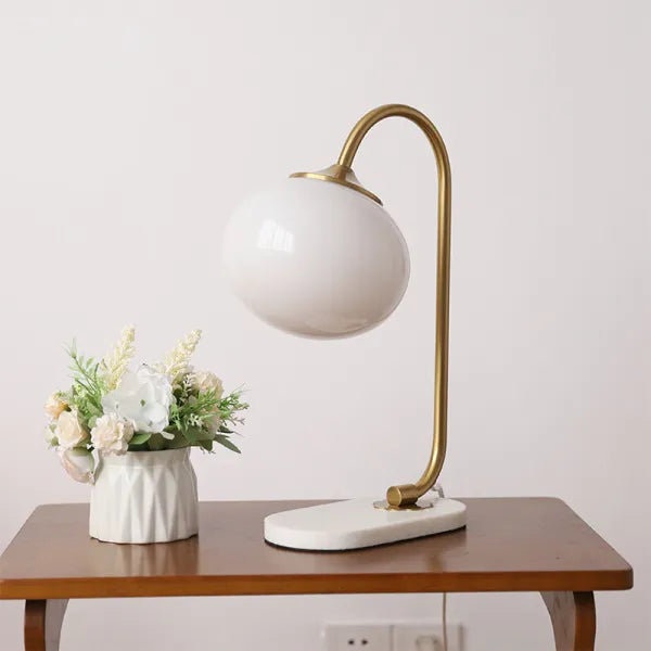 Tafellamp Bolkap — glas en metaal, fitting E27, H 41 cm — afbeelding 3
