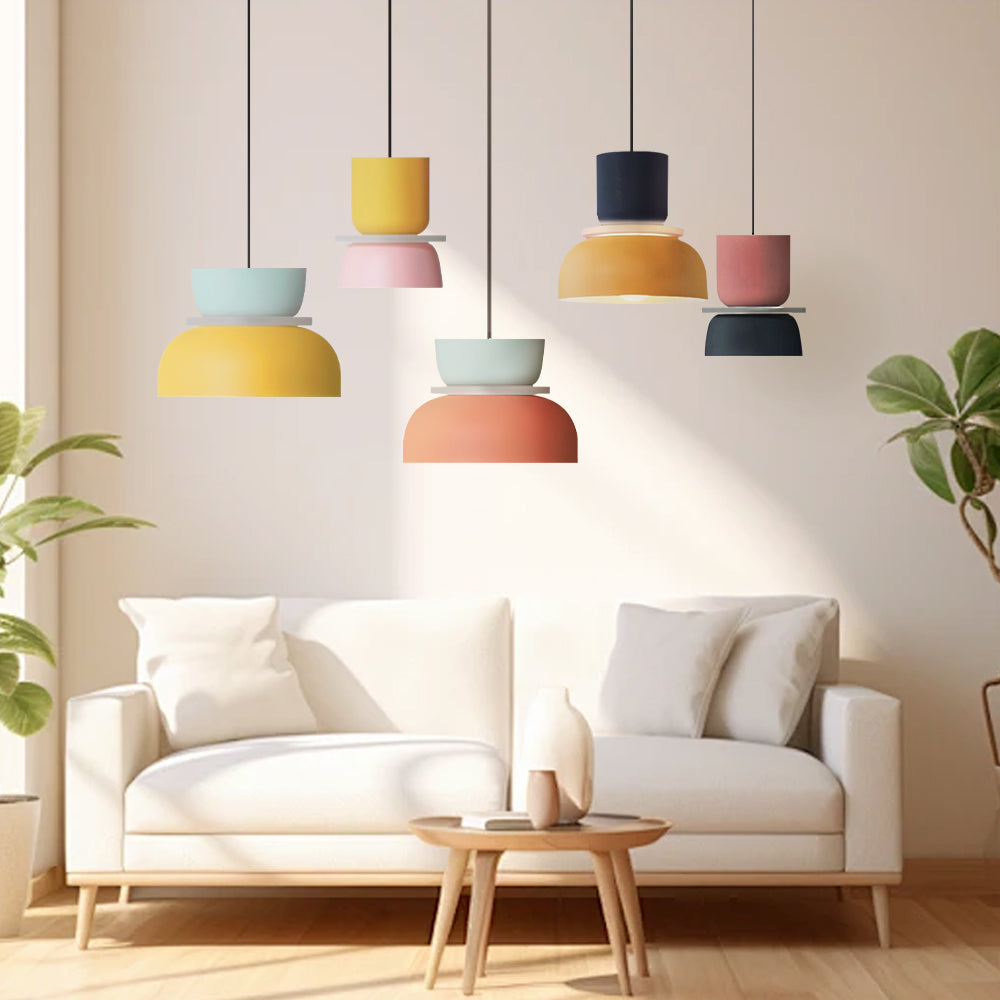 Hanglamp Dulcy — kleurvlakken in acryl, drie maten — afbeelding 1