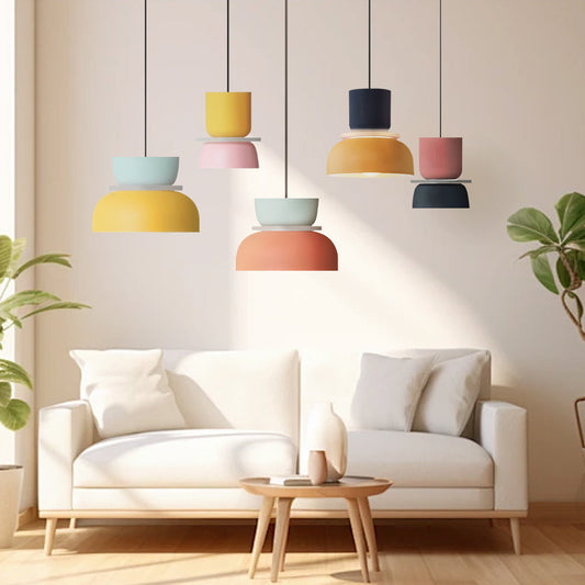 Hanglamp Dulcy — kleurvlakken in acryl, drie maten — afbeelding 1
