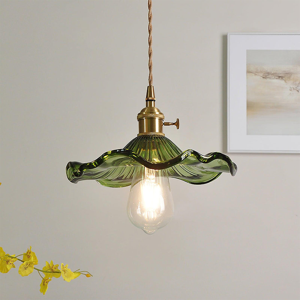 Hanglamp Hibiscus — glas en messing, fitting E27 — afbeelding 2