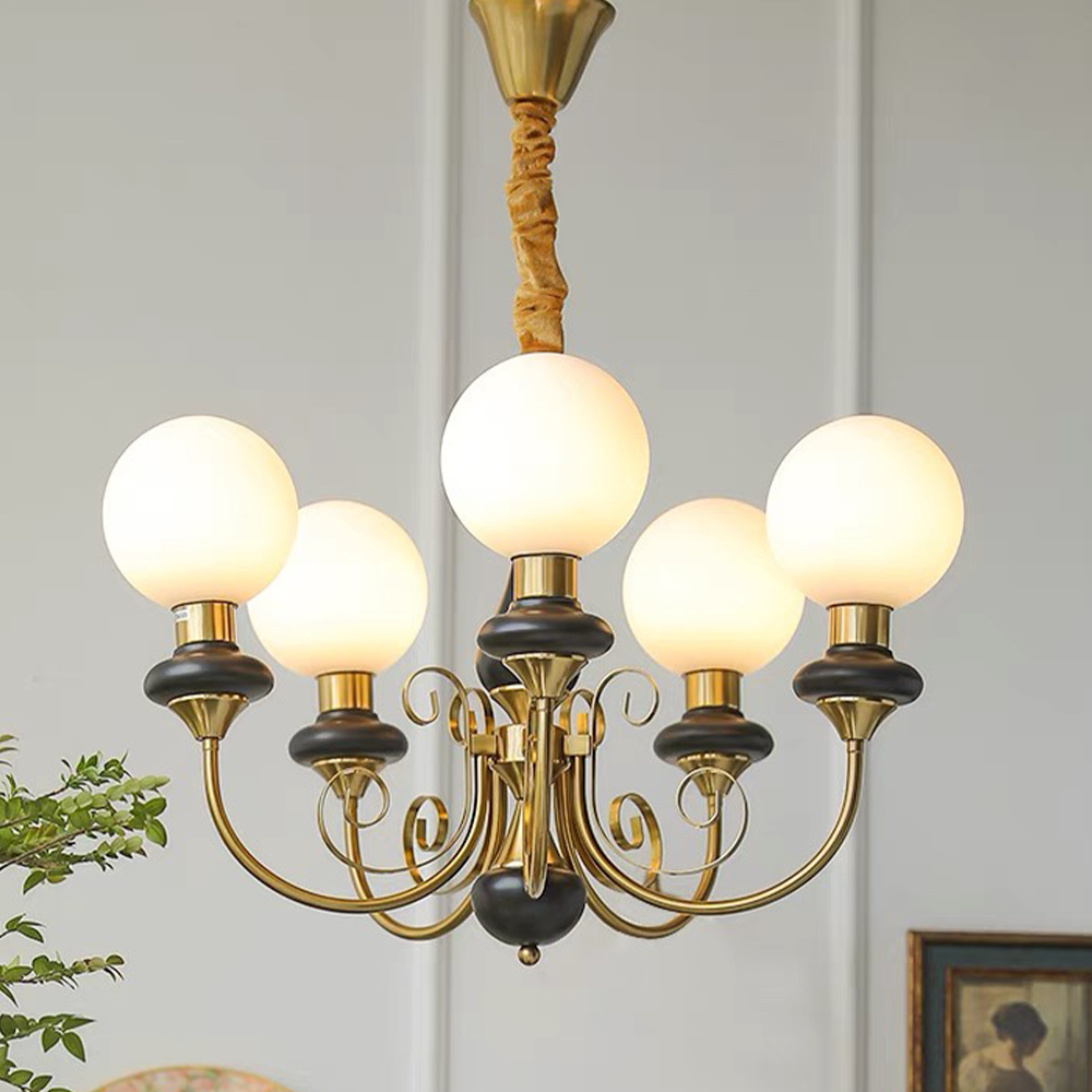 Kroonluchter Onyx — glas en metaal, 3 of 5 lichtpunten — afbeelding 5