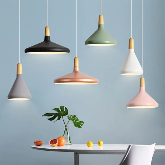 Hanglamp Kegel — aluminium en hout, fitting E27 — afbeelding 1