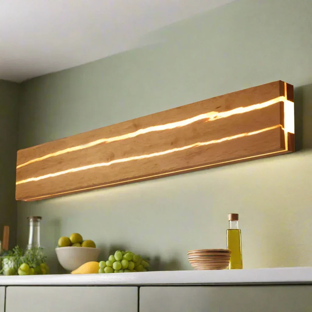 Wandlamp Houtnerf — hout en acryl, twee diameters — afbeelding 1
