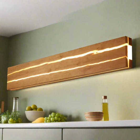 Wandlamp Houtnerf — hout en acryl, twee diameters — afbeelding 1