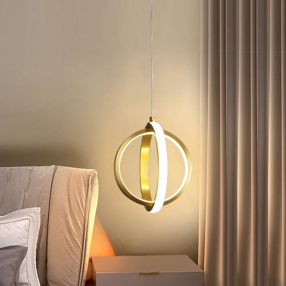 Hanglamp Dubbele Ring — messing, geïntegreerde led — afbeelding 1