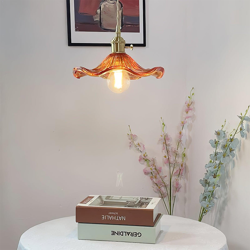 Hanglamp Hibiscus — glas en messing, fitting E27 — afbeelding 4