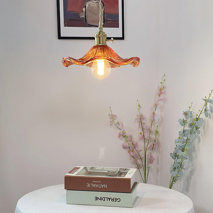 Hanglamp Hibiscus — glas en messing, fitting E27 — afbeelding 4
