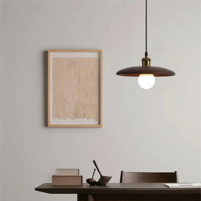 Hanglamp Vormlux Noor — hout en gekleurd glas — afbeelding 1