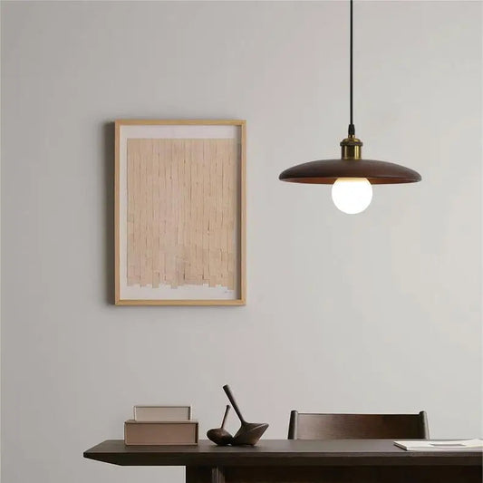 Hanglamp Vormlux Noor — hout en gekleurd glas — afbeelding 1