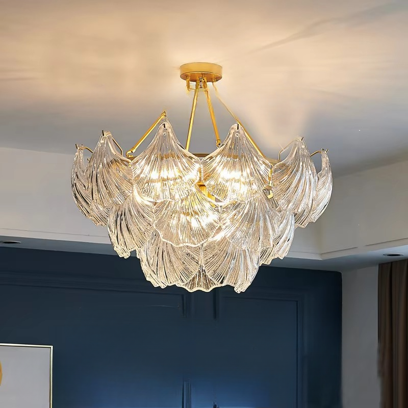 Kroonluchter Schelpglas — fitting E14, vijf maten — afbeelding 4