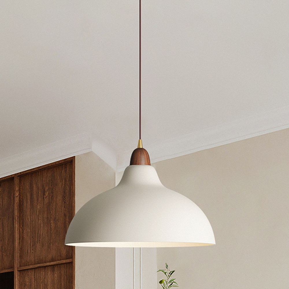 Hanglamp Hout — gelakt metaal, 35 cm, zwart of wit — afbeelding 2
