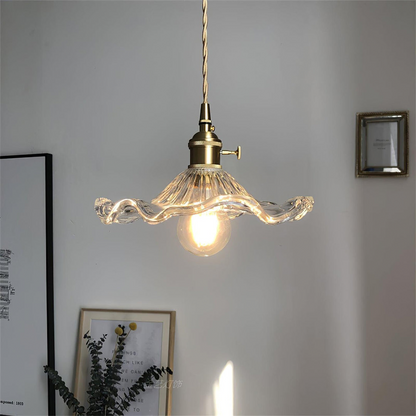 Hanglamp Hibiscus — glas en messing, fitting E27 — afbeelding 3