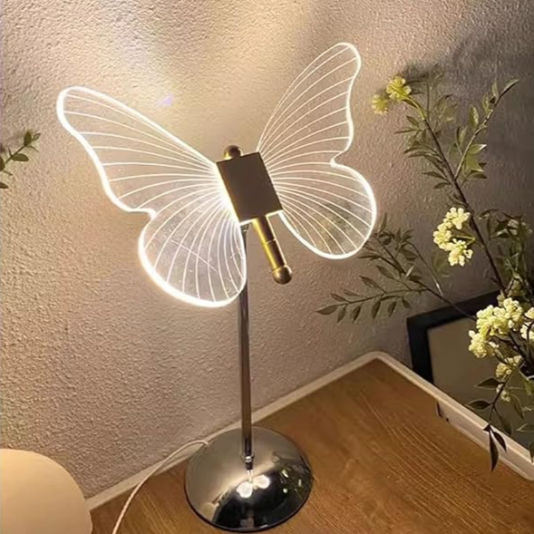 Tafellamp Vlinder — ijzer en acryl, warm wit led — afbeelding 1