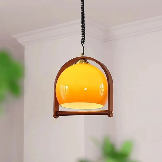 Hanglamp Hout en Glas — fitting E14, Ø 30 cm — afbeelding 1