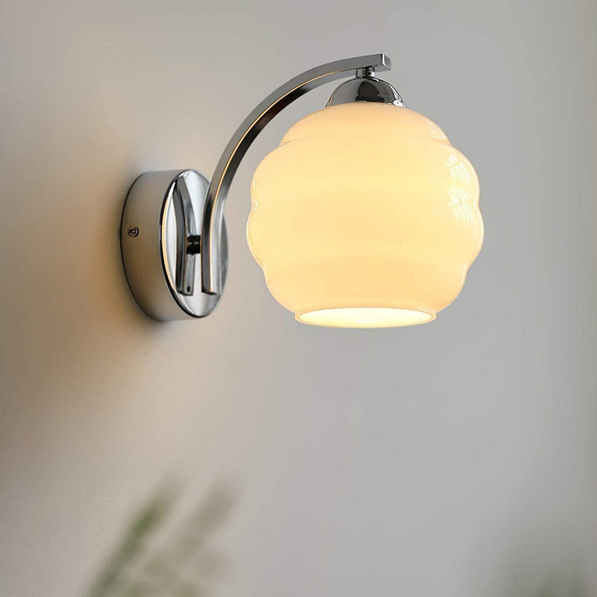 Wandlamp Art deco — wit glas, goud of chroom — afbeelding 3