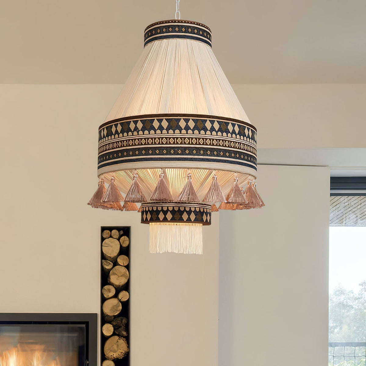 Hanglamp Franje — geweven linnen, fitting E27 — afbeelding 3