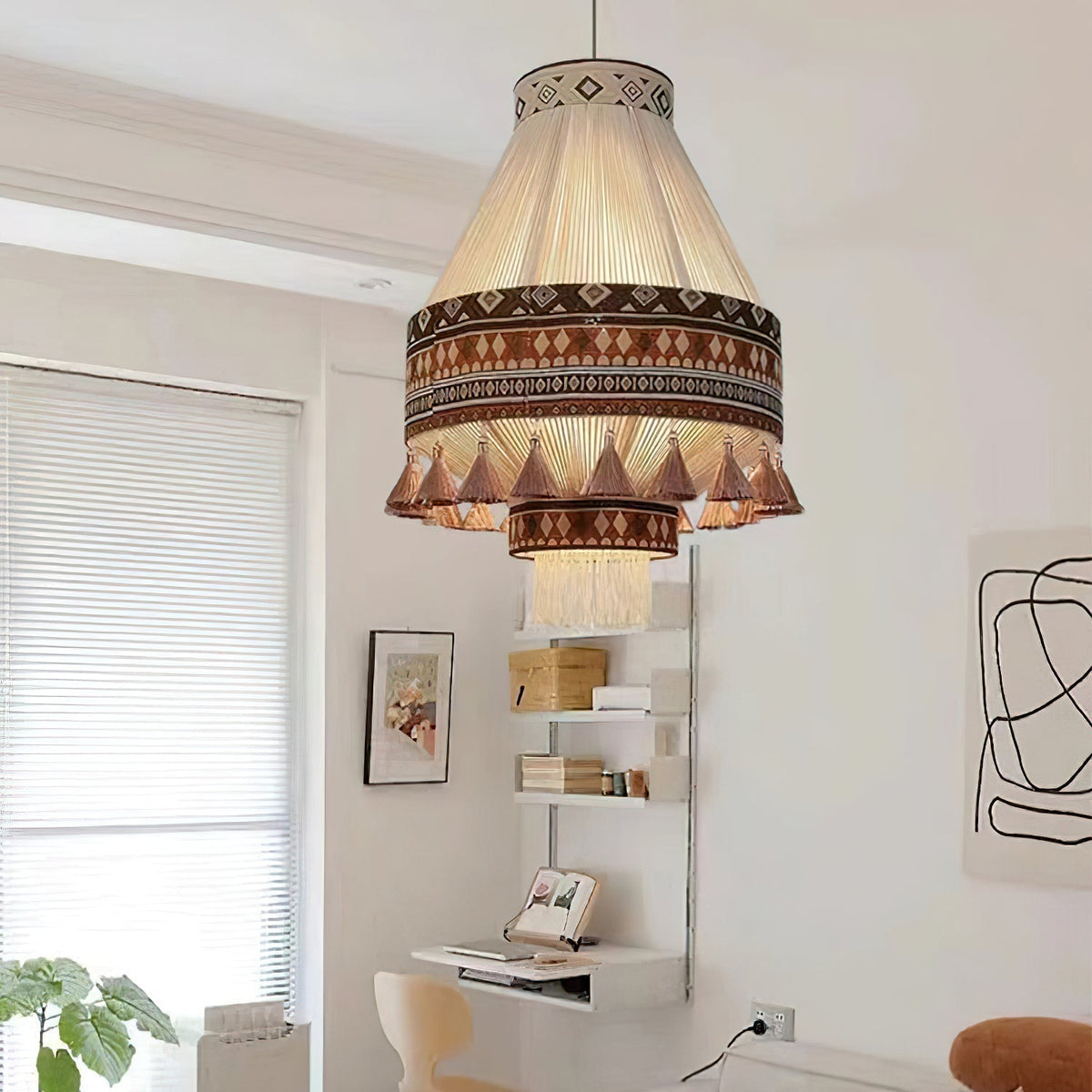 Hanglamp Franje — geweven linnen, fitting E27 — afbeelding 2