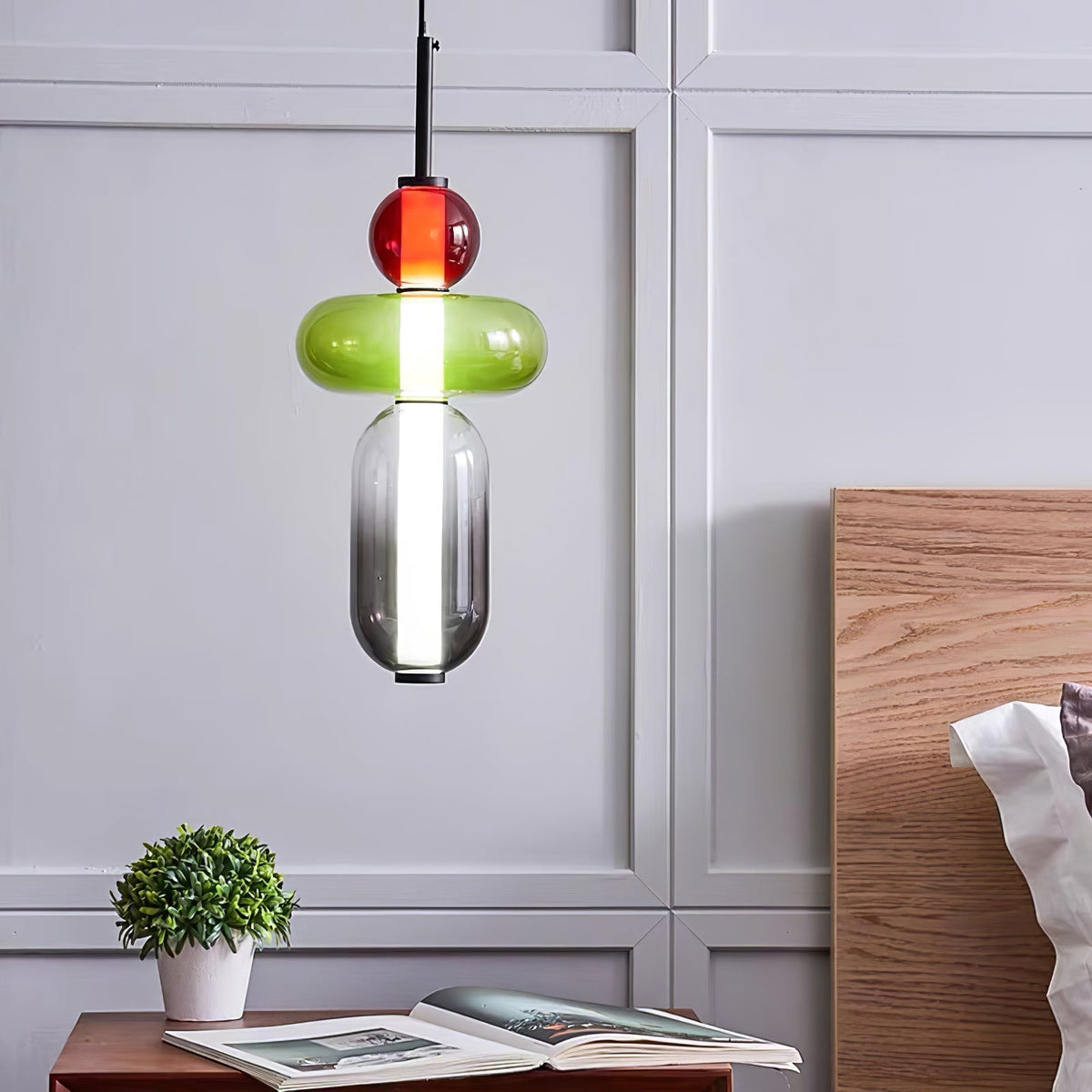 Hanglamp Kandij — gekleurd glas, geïntegreerde led — afbeelding 5