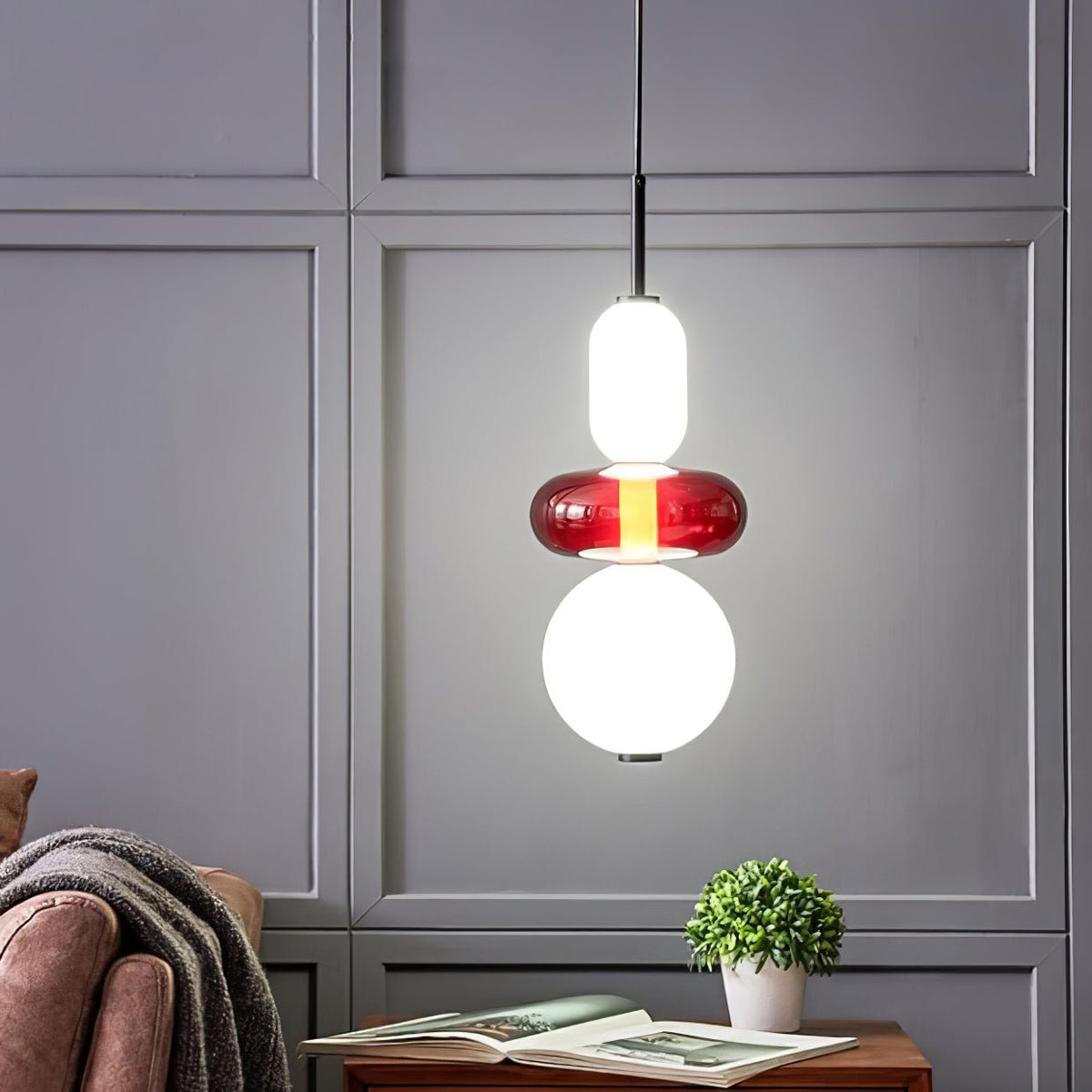 Hanglamp Kandij — gekleurd glas, geïntegreerde led — afbeelding 4