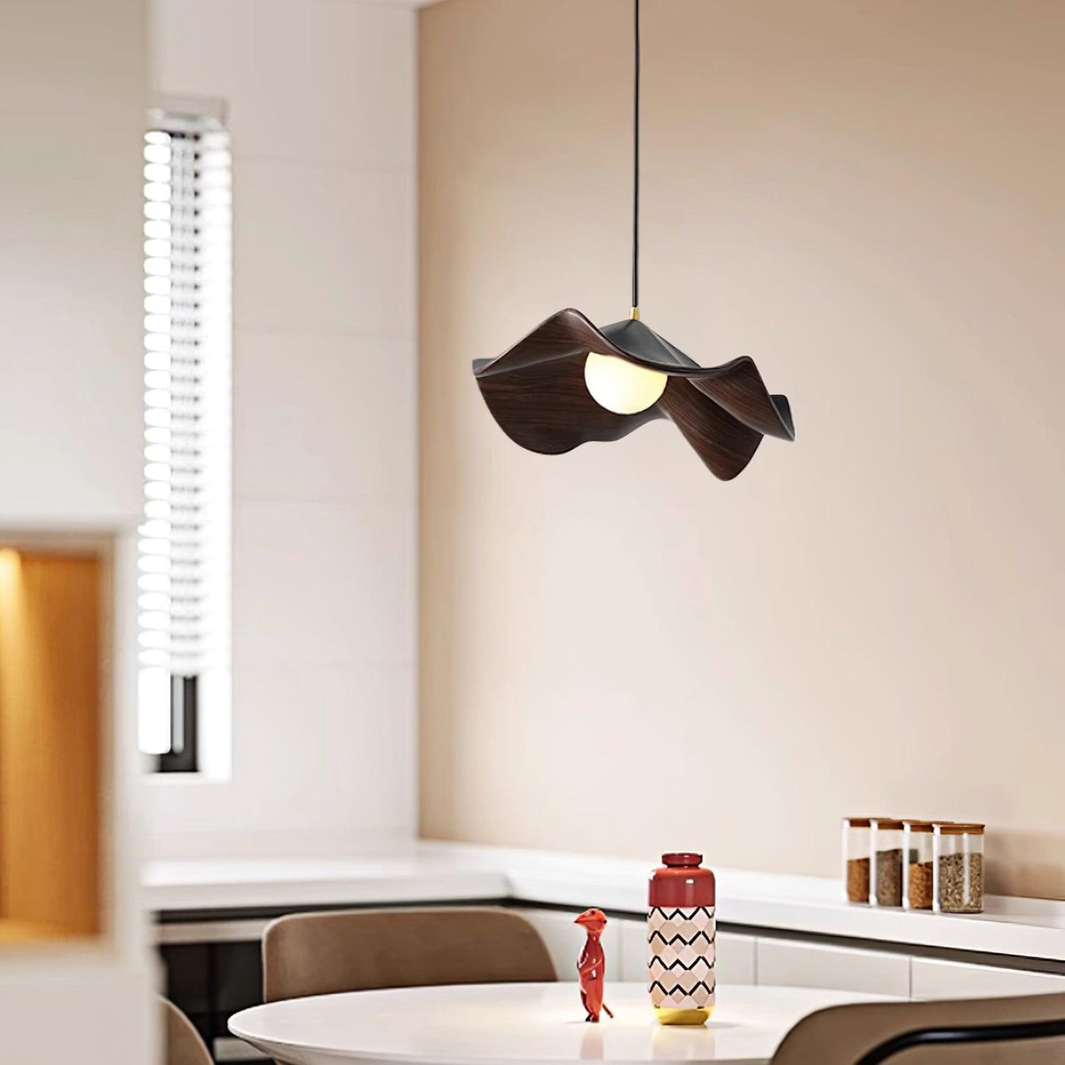 Hanglamp Lotusblad — metaal en hars, fitting G9 — afbeelding 2