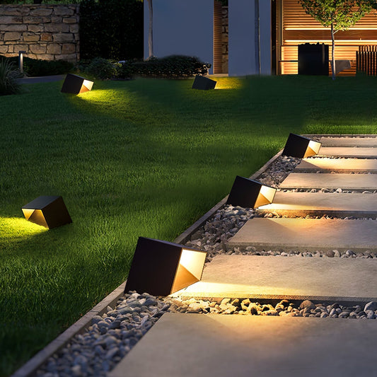 Buitenlamp Kubus Tuin — zonne-energie, IP65, rvs — afbeelding 1