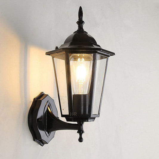 Buitenwandlamp Retro — zwart metaal en helder glas — afbeelding 1