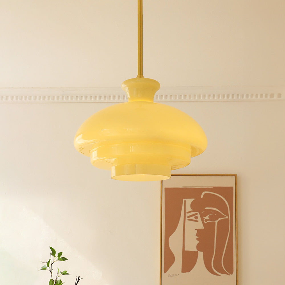 Hanglamp Bauhaus — cremegeel glas, fitting E27 — afbeelding 1