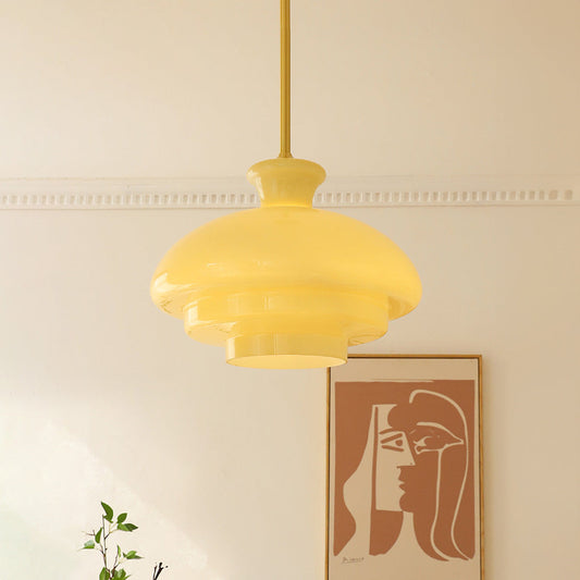 Hanglamp Bauhaus — cremegeel glas, fitting E27 — afbeelding 1