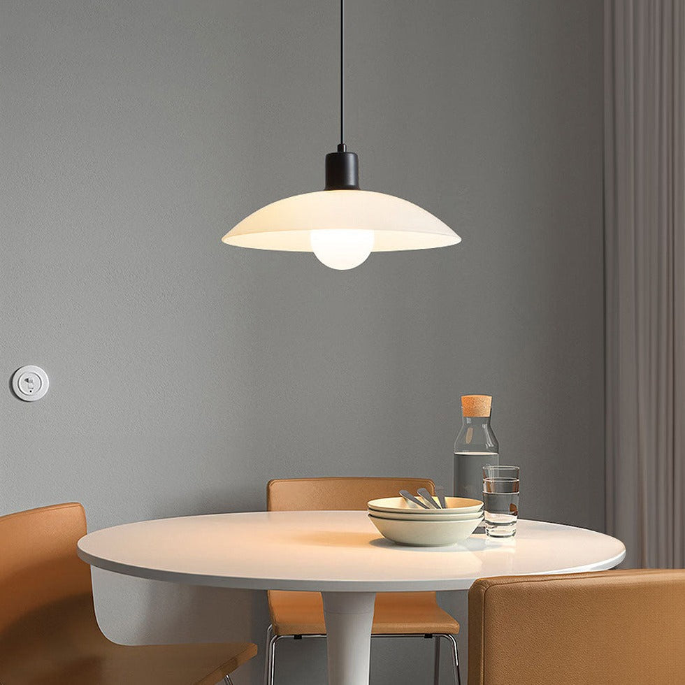 Hanglamp Schijf — wit glas, fitting E27, Ø 30 tot 100 cm — afbeelding 1