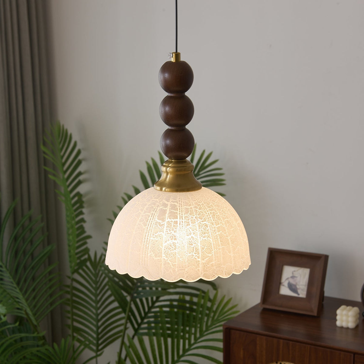 Hanglamp Eloria — glas, hout en keramiek, vier maten — afbeelding 2