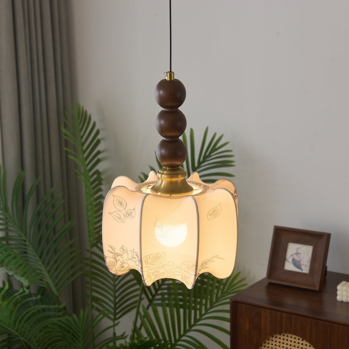 Hanglamp Eloria — glas, hout en keramiek, vier maten — afbeelding 3